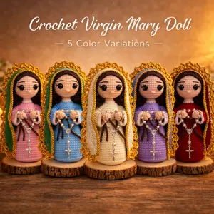 [Premium Handmade] Crochet Virgin Mary Amigurumi Doll Collection - Choice of 5 Mantle Colors (Home Display & Catholic Gifting)