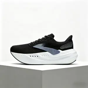 Black White Max Cushion Running Shoes for Women Men  Ultra Thick Shock Absorbing Midsole, Breathable Knit Upper, Non Slip Athletic Sneakers for Long Distance, Gym, Daily Walking