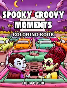 Spooky Groovy Moments Coloring Book: Retro Creepy and Cute Halloween Pages for Teens and Adults