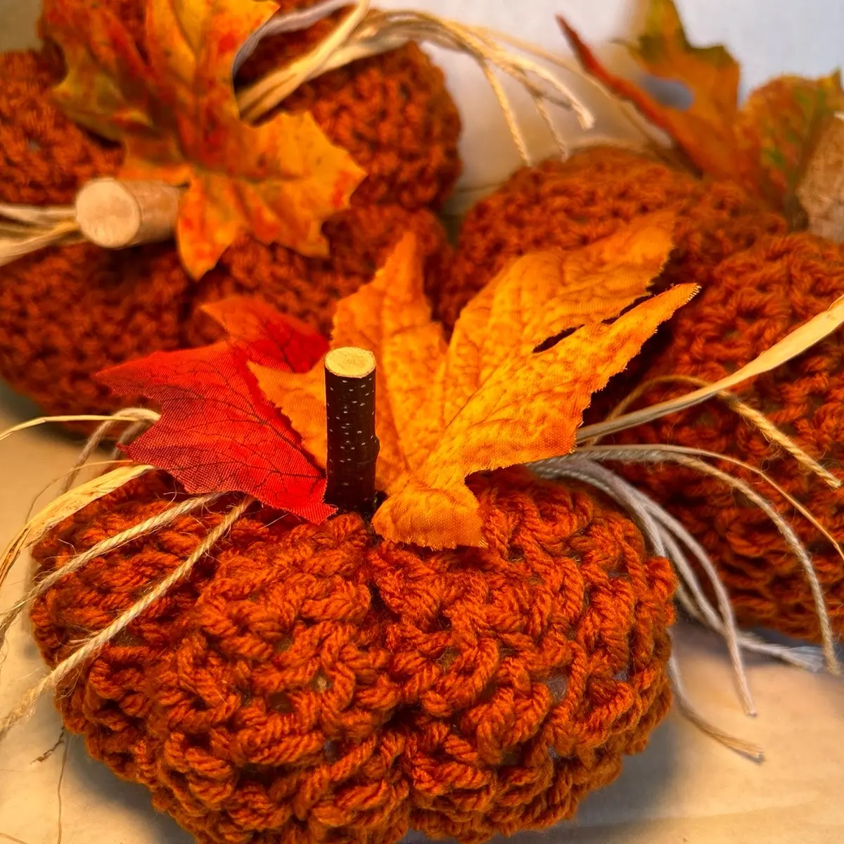 Color Burnt Pumpkin Yarn Handmade Crochet Pumpkins Fall Decor Home Decor Decorative Pumpkins Decoration Table Centerpiece
