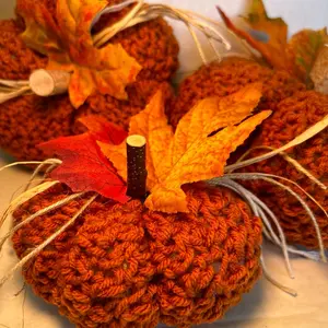 Color Burnt Pumpkin Yarn Handmade Crochet Pumpkins Fall Decor Home Decor Decorative Pumpkins Decoration Table Centerpiece