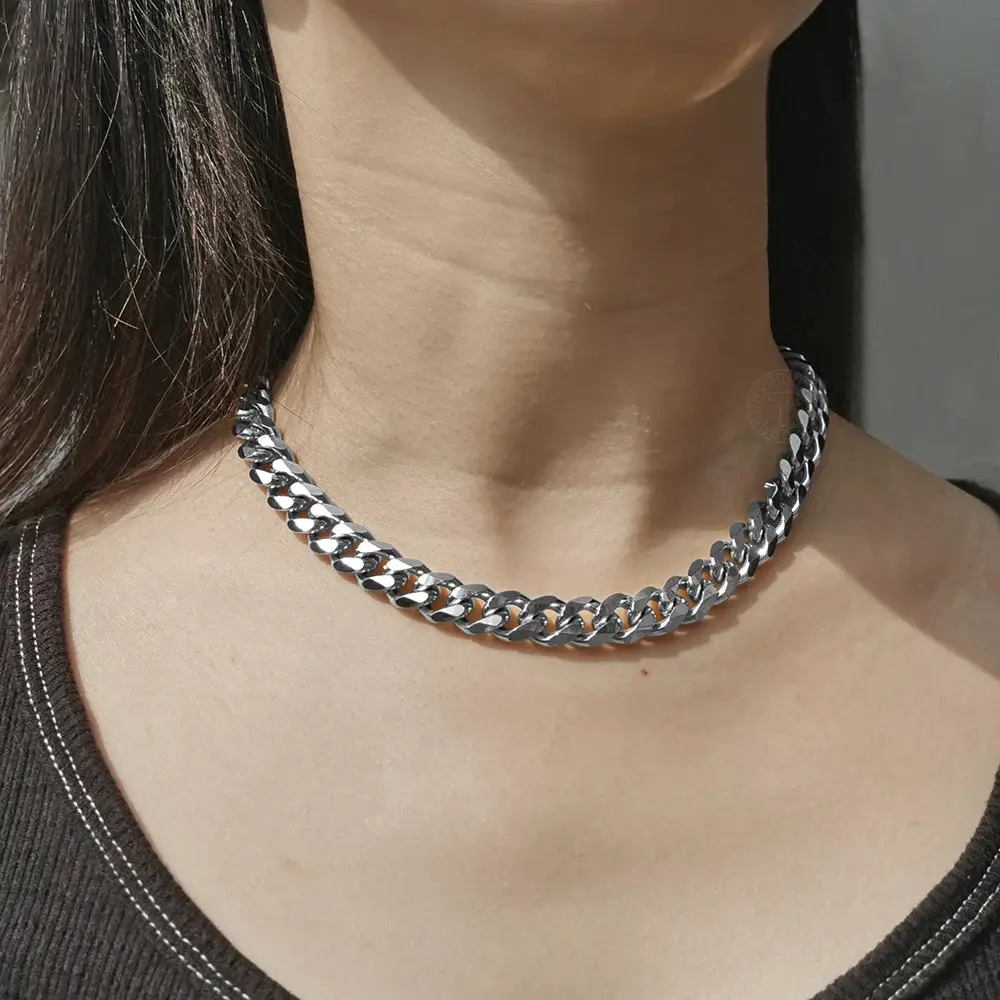 Basic Punk Choker Necklace for Women Stainless Steel Cuban Curb Box Rope Short Link Chain Simple Jewelry Basic Punk Choker Necklace for Women Stainless Steel Cuban Curb Box Rope Short Link Chain Simple Jewelry