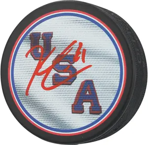Kyle Connor Winnipeg Jets Autographed Team USA 2026 Olympics Hockey Puck - Fanatics Authentic Certified