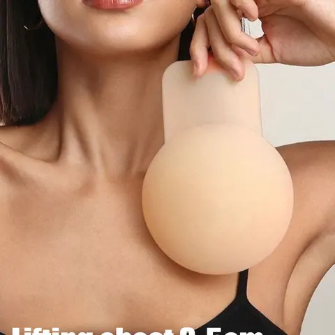 Nude Seamless Adhesive Lifting Nipple Covers with Extended Tabs for Backless Dresses, Strapless Outfits and Swimwear