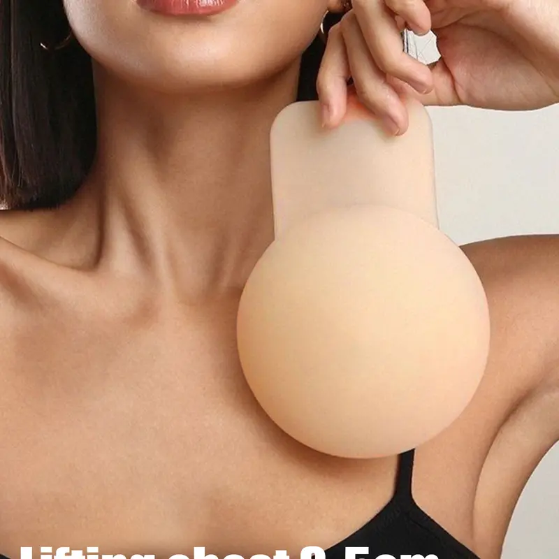 Nude Seamless Adhesive Lifting Nipple Covers with Extended Tabs for Backless Dresses, Strapless Outfits and Swimwear