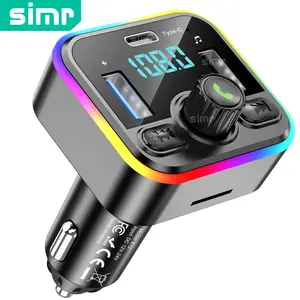 Simr BT 5.3 Car MP3 Player, Wireless FM Transmitter Radio with Dual USB Type-C Car Charger, Hands-Free Car Kit with TF Card & U Disk Support