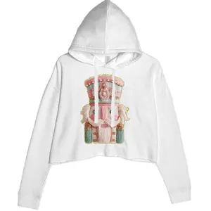 Vintage Nutcracker Embroidery Art Soft Cottagecore Cropped Hoodie Sweatshirt