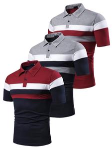 men's colorblock short sleeve polo shirt, regular fit casual shortsleeve button front polo top for summer, fashion men's clothes for daily wear, polo shirts men, menswear