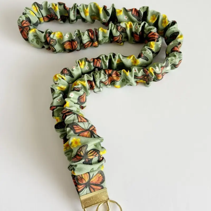 Scrunchie Lanyard Keychain - Stylish Lanyard with Monarch Butterfly Designs
