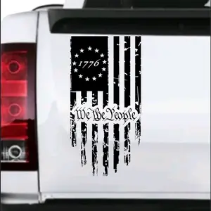 We the people 1776 flag Vinyl Window Decal - Universal Car Sticker for Vehicle Windows, Boats, RVs, Office Desks & Laptops - Stylish Car Merch & Car Accessories
