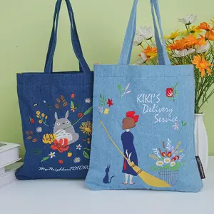 Kiki's Delivery Service Canvas Totes, Handmade Shopping Reusable Shoulder Bag,Gifts for Miyazaki Hayao Fans,Birthday, Valentine's Day