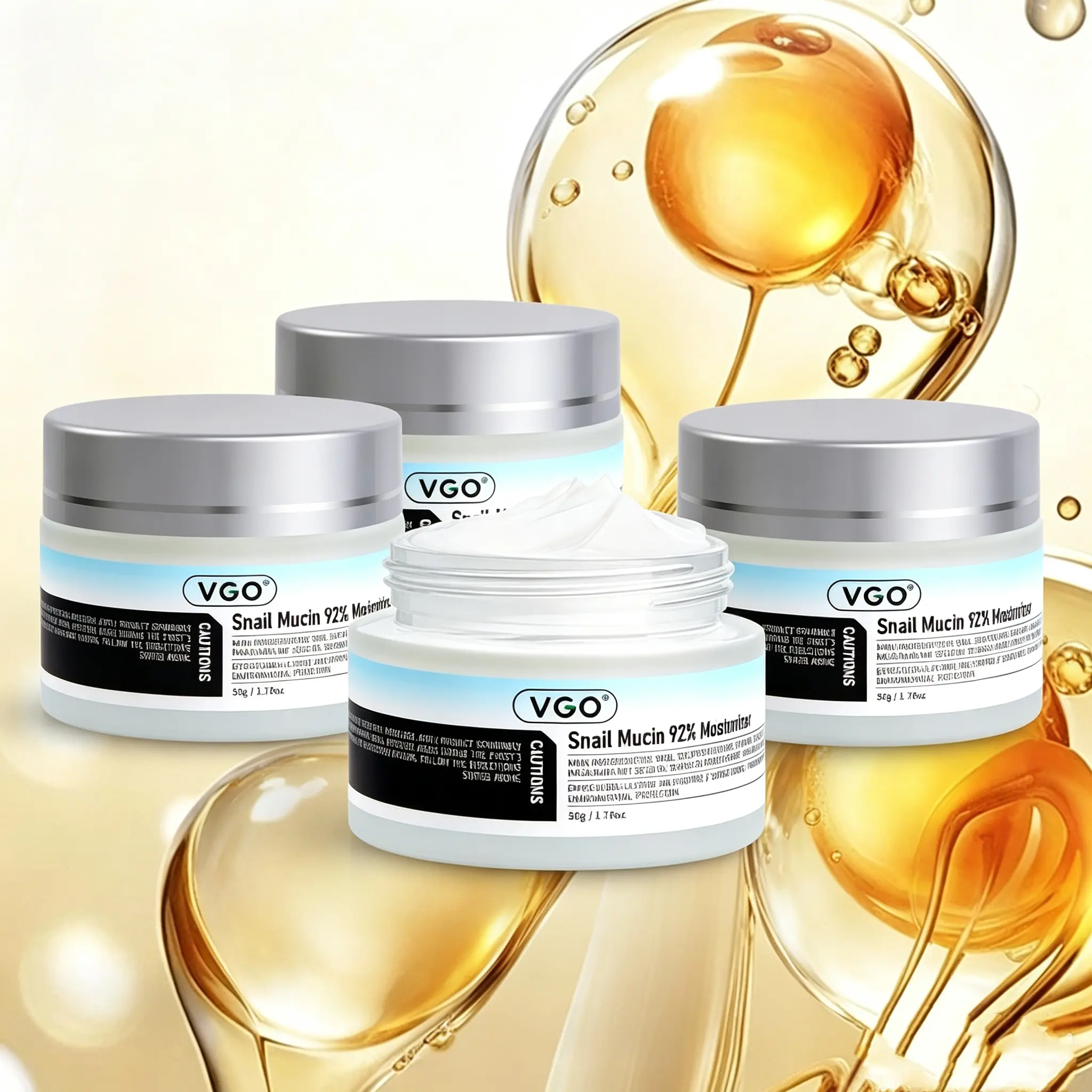 VGO Face Moisturizer with 92% Snail Mucin & Vitamin C - Deep Hydrating Gel Cream for Acne Prone & All Skin Types - Daily Face Care, 50g, Face Care Products