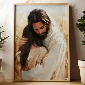 Room Decor, Healing Embrace, Christian Art, Bible Printing Wall Art, Jesus Embracing Woman, Divine Embrace, Jesus Printing