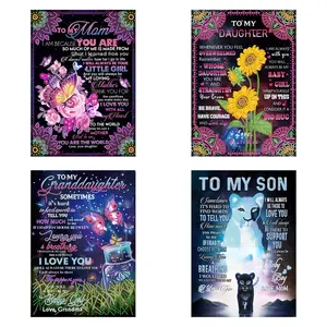 DIY Glow-in-the-Dark Diamond Painting Kit, No Frame, Family Inspirational Quotes, Bedroom Home Decor, Gift for Mom, Daughter, Son, Granddaughter