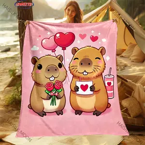 17 Styles Capibara Lovely Nap Blanket Sofa Summer Room Living Room Sofa Office  Light Blanket Super Soft Fluffy Cute Gift Throw