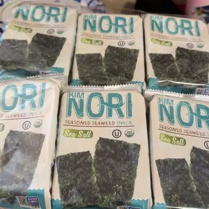 KIMNORI Seasoned Seaweed Snacks Sheets – Organic Sea Salt Flavor 24 Individual Packs Roasted Crispy Premium 100% Natural Laver Kim Nori 4g 0.14 Ounce