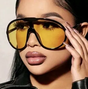 Oversized Yellow Frame Shield Sunglasses - Lightweight Design, Adjustable Fit, Perfect for Everyday Wear