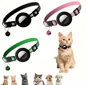 EVERBETTERUS Cat Collar Reflective Kitten Collar with Bell, Breakaway Airtag Cat Collar for Boys Girls Cats, GPS Tracker for Cats 0.4’’ Width Adjustable Safe Kitty Collar, 3Pcs