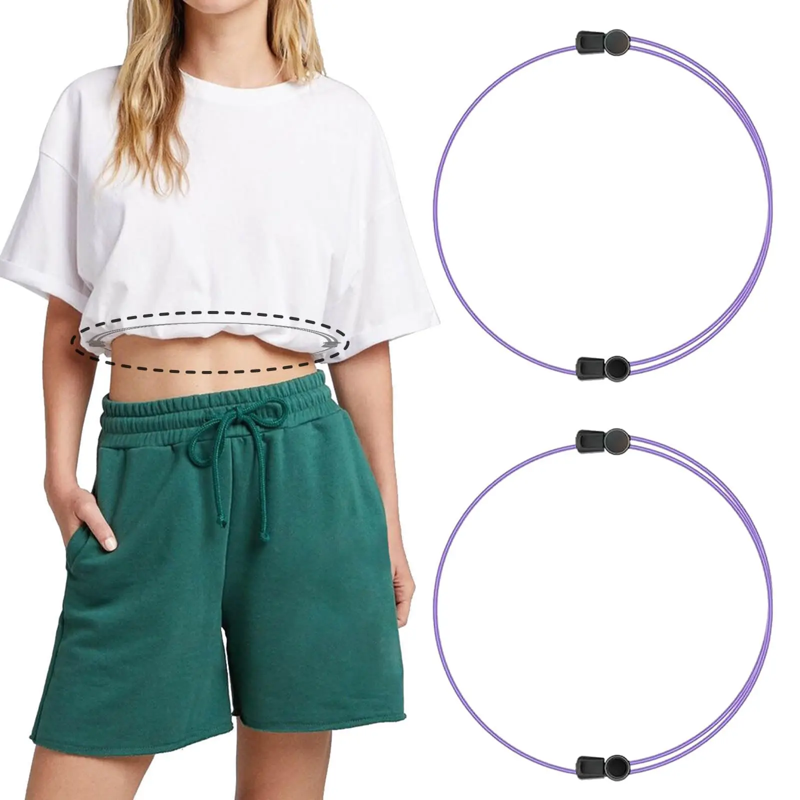 Women's 2PCS Adjustable Shirt Tuck Waist Band - Elastic Belt, Stretchy Accessory for Top Style Makeover, Elastic Waist Belt, Stretchy Waist Belt