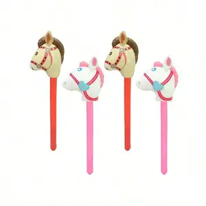 4pcs Multicolor PVC Plastic Horse Head Inflatable Sticks, Festive & Party Decor Supplies, Halloween Prop, Holiday Gift