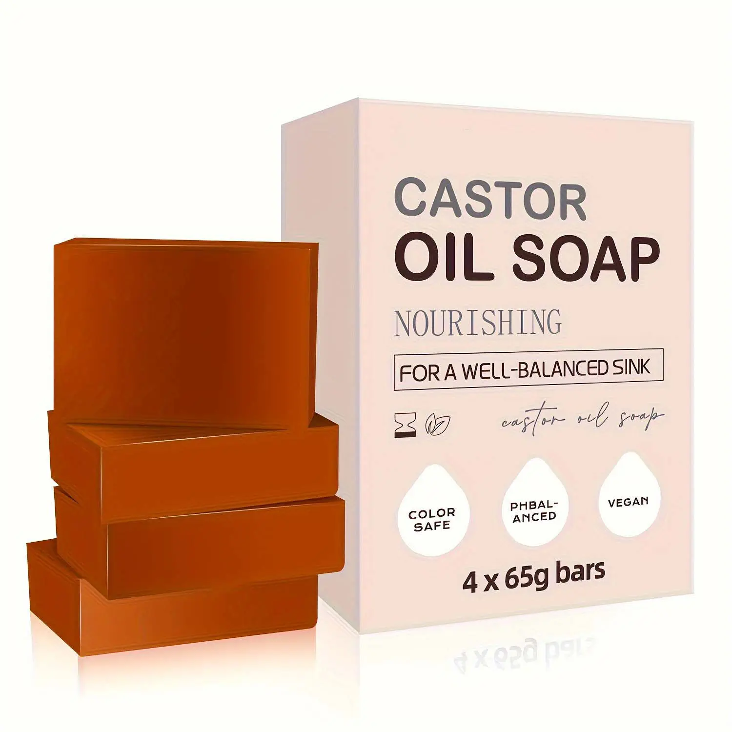 Castor Oil Shampoo Bar, 4 Pack for Hair Growth & Strengthening, Eco-Friendly Solid Cleanser for Thinning and Damaged Hair