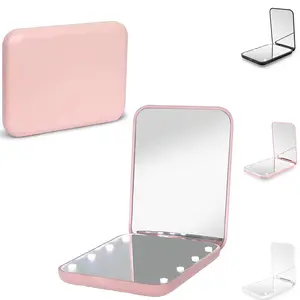 LED Pocket Mirror Travel Mirror with Light 1x/3x Magnification Compact Mirror LED Travel Mirror Lighted Compact Mirror Portable for Handbag, Purse, Pocket, LED Handheld 2 Sided Folding Mirror for Christmas Gift