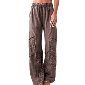 CELOT KEVER New High-Waisted Straight-Leg Pants for Women, Trendy Leopard Print Jeans for Women