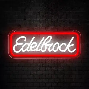 1pc Edelbrock Sign LED Ambient Lighting Neon Light, Led Neon Lights, USB Powered Vibrant Auto Motorcycle Parts Sign Luminous Hanging Decor for Garage Man Cave,Racing Competition Theme, Game Room, Gift for Men, Husband, Boyfriend