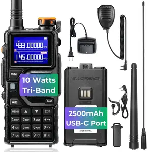 BAOFENG Radio Ham Radio Handheld K5PLUS 10W Long Range Walkie Talkies 5RM K5 Two Way Radio NOAA Weather Receiver with Copy Frequency,AM,USB-C Charging for Hiking Survival Gear