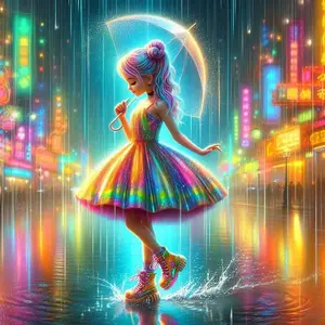 5D DIY Diamond Arts Colorful Painting Kit, Rainbow & Umbrella & Night Scene Pattern Diamond Arts Colorful Painting, DIY Decorative Art Picture, Diamond Painting Kits