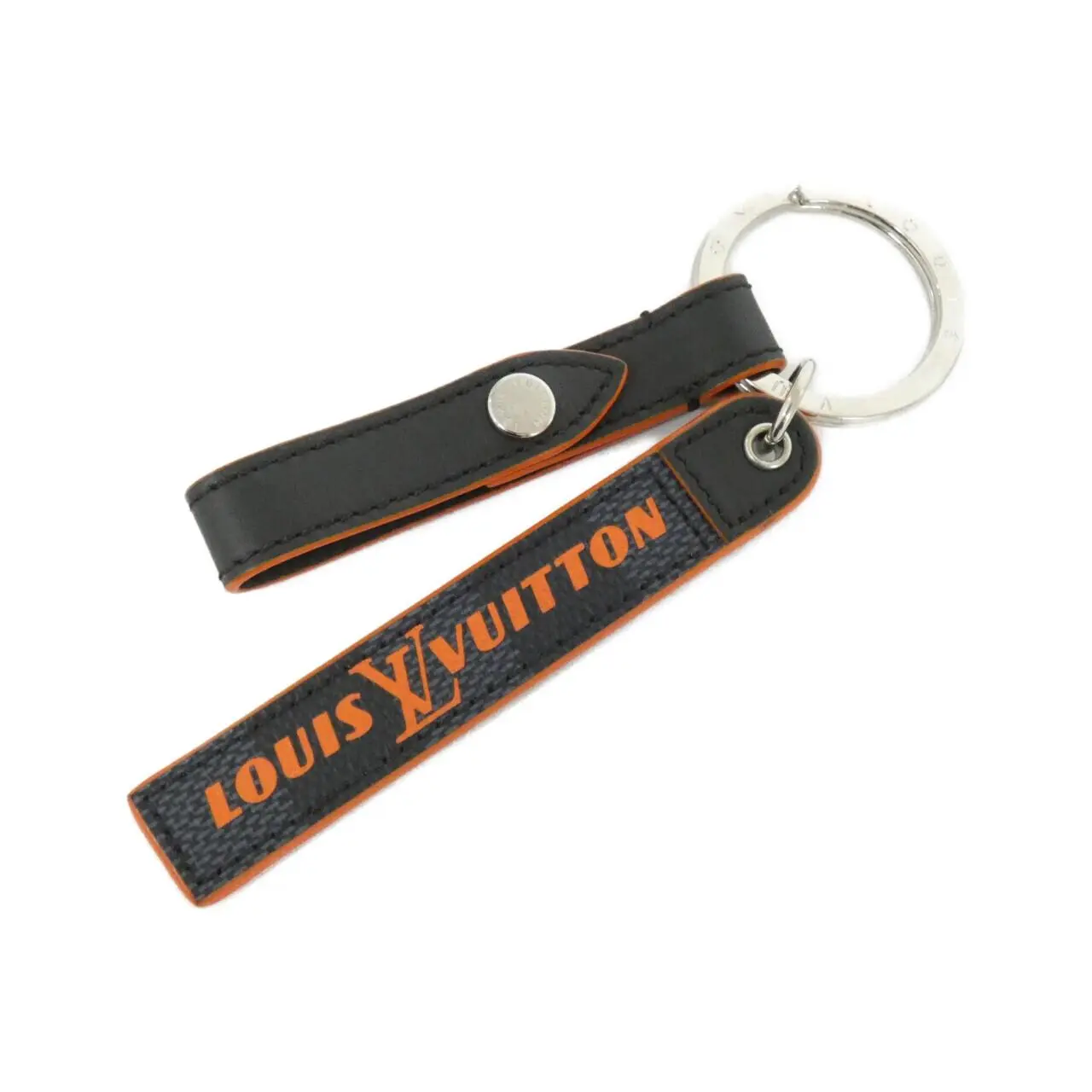 Pre-owned Louis Vuitton Canvas Small Leather Goods Porte Cle Belt Tab Damier Cobalt Keyring