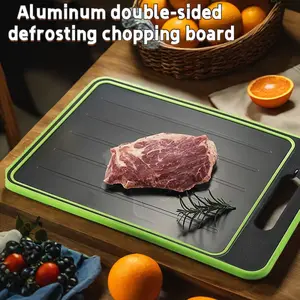 1pc Large 4-in-1 Fast Thaw Defrosting Tray with Cutting Board & Knife Sharpener - Chemical-Free Quick Thawing for Frozen Meat & Food, No Electricity, Heavy-Duty Plastic Multi-Functional Defroster