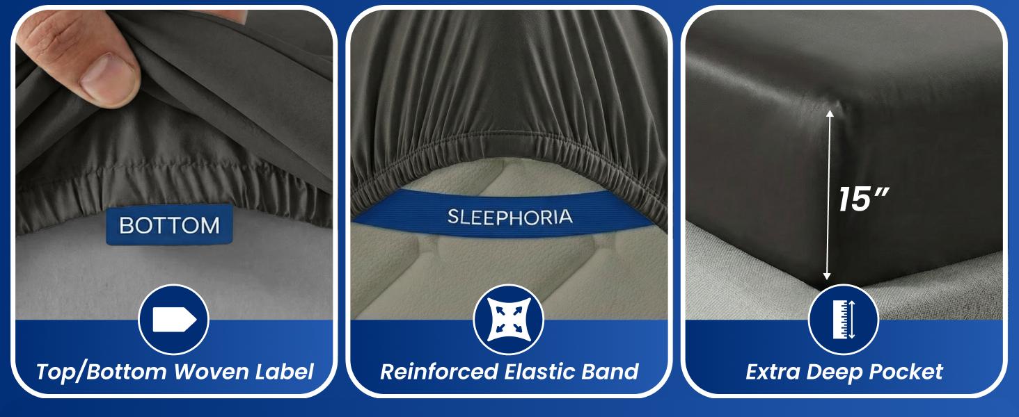 SLEEPHORIA 3/4 PC Cooling Sheets - BreezeWeave Bed Sheets for Hot Sleepers & Deep, Cool Rest - Cloud Soft, Silky Smooth, 16 in Deep Pocket, Ultra Durable