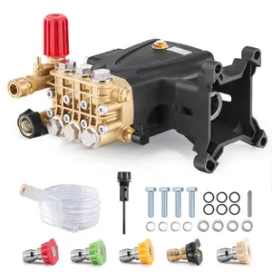 SummerWinsHigh Pressure Washer Pump Replacement Cleaning Kit - 1-Horizontal Shaft Triplex Plunger, 4000 PSI, 4.0 GPM, 5 Nozzles, Installation Hardware, Oil Sight Glass, Consistent Output, Stable Flow, Compatible with Simpson MorFlex 40224, 40225, 40226dea