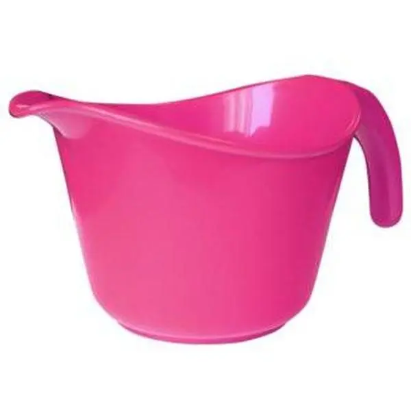 212 MAIN 8-Cup Durable Thick Plastic Mixing Bowl - Colored, Food-Safe Melamine Tableware Bowl with Lid, Double-Sided Embossed Marks, Pour Spout, Detachable Handle, Microwave Safe, Magenta, Colored Plastic Bowls