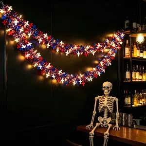 Blue Cross LED String Lights, Courtyard Decoration Fairy Lights, Outdoor Lighting for Festive Atmosphere, Energy Efficient Design