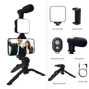 Smartphone Vlogging Kit with Tripod Phone Holder Mini Microphone LED Fill Light Starter for Tiktok Live Stream Video Youtube other
