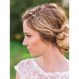 Bride Wedding Headband  Hair Vine Braid Headpieces Bridal Hair Accessories for Women(Sliver)