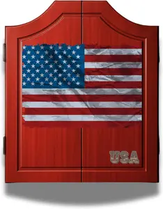 UV Printed Dart Board Cabinet Set Wooden Dartboard Cabinet for Family Game Rooms
