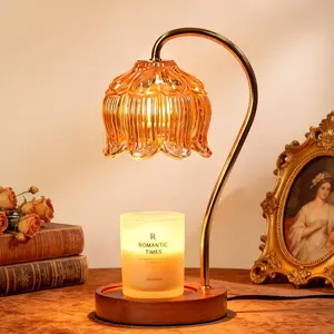 Flower Candle Warmer Lamp with Timer, Dimmable Candle Lamp Warmer, Mothers Day Birthday Gifts for Women Her Mom, House Warming for New Home Decor, Lotus Wax Warmer for  Candles