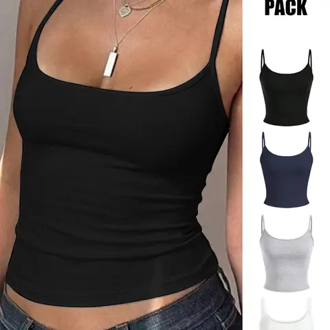 Women's Basic Tight-Fitting Sleeveless Short Crop Top, Tank Tops Style, Casual Backless & Adjustable Straps Design, Perfect for Back-to-School, Comfortable Daily Summer Wear