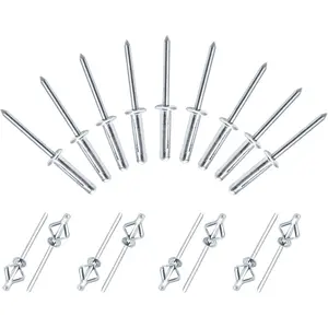 3/16" x 3/4" Trifold Exploding Pop Rivets, Solid Aluminum Tri Grip Bulb Style Large Flange Big Headed Rivets for Kayak Marine Boat - 50Pcs