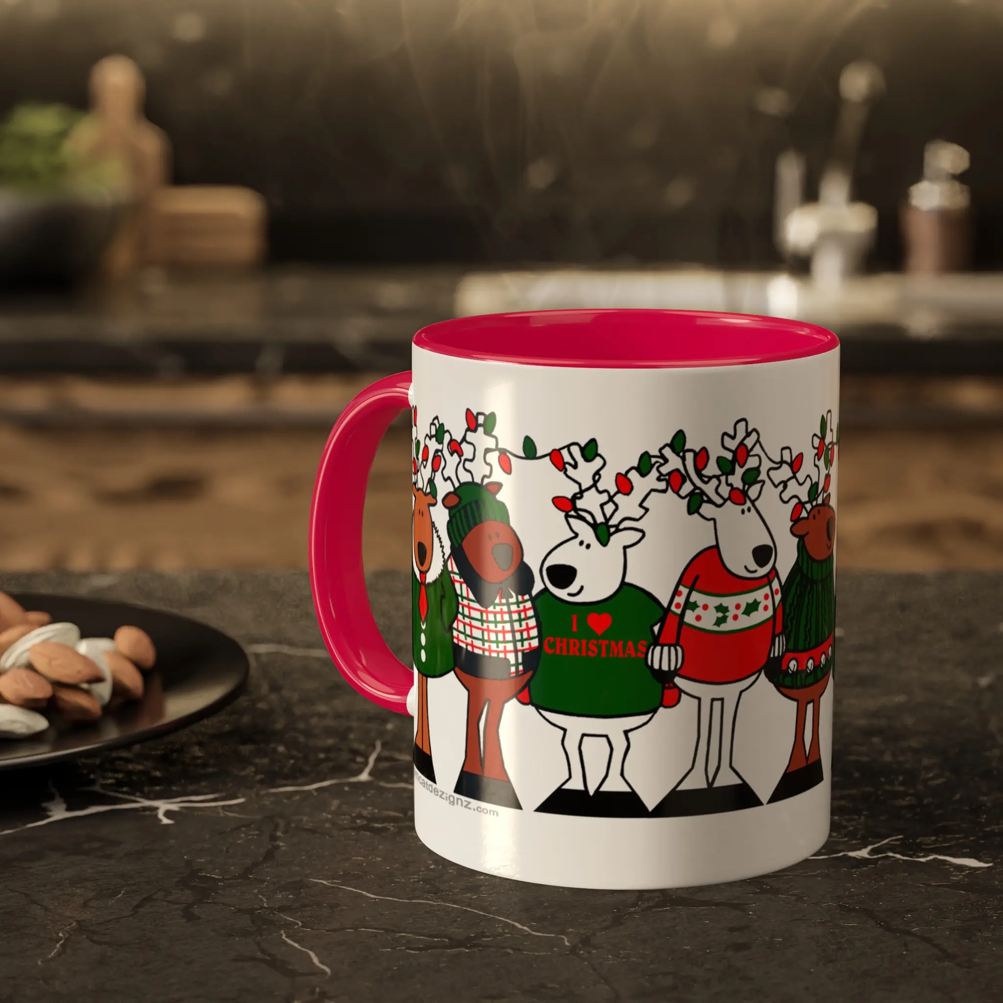 Reindeer Medley Tangled All The Way Christmas Coffee Mug Ceramic Drinkware