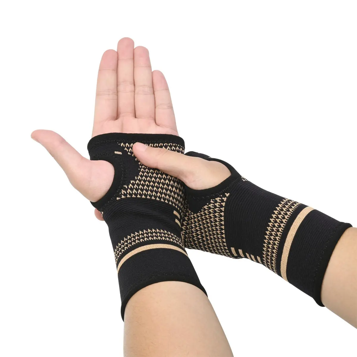 Copper-Infused Nylon Hand Compression Sleeve (1 Pair) - Non-Itchy, Skin-Friendly Unisex Sports Support Brace for Adults, Odour & Static Resistant, Aids Arthritis Relief, 3D, Unisex Fit, Boosts Support, Comfortable Hand Brace Support