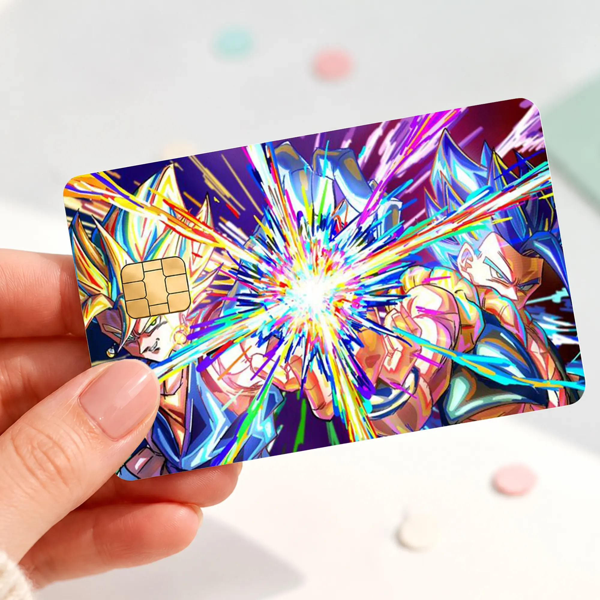 Anime Saiyan Battle Credit Card Skin, Warrior Card Sticker