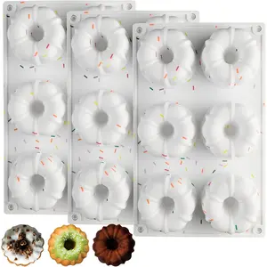Mini Bundt Cake Pan, 3 count  Fluted Tube Cake Pans, 6-Cavity Non Stick  Baking Molds for Cupcake, Donuts,Muffin, Cornbread, Brownie, Jellies (Confetti)