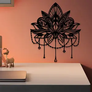 1pc Spiritual Mandala and Lotus Metal Wall Art, Spiritual Mandala and Lotus Statue Mural, Perfect for Bedroom, Room, Home Decor, Christmas Decor, Ideal Gift for Yoga Enthusiasts weird home decor Modern Home Decor