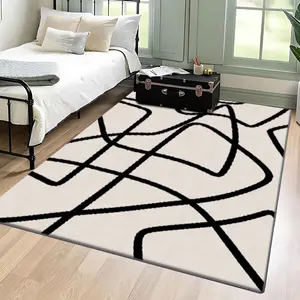 Abstract Line Pattern Floor Mat, Non-slip Soft Floor Carpet, Decorative Area Rug for Home Living Room Bedroom, Vanity Decor Accessories, Modern Abstract Rug