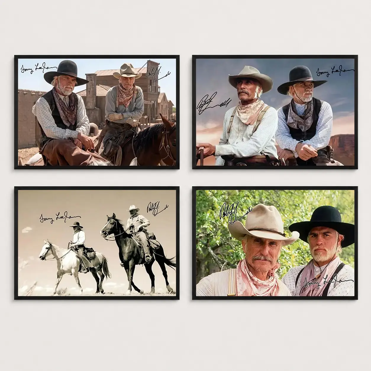 Vintage Signature Lonesome Dove Canvas Print Poster - Movie Art with Gus McCrae & Robert Duvall - Classic Western Art Metal/Wood Decor for Bedroom, Home Office