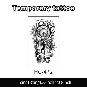 Compass & Clock Herbal Temporary Tattoo Stickers,Strive for progress，Long-lasting Waterproof for One to Two Weeks, For Man and Women, Arm, Leg